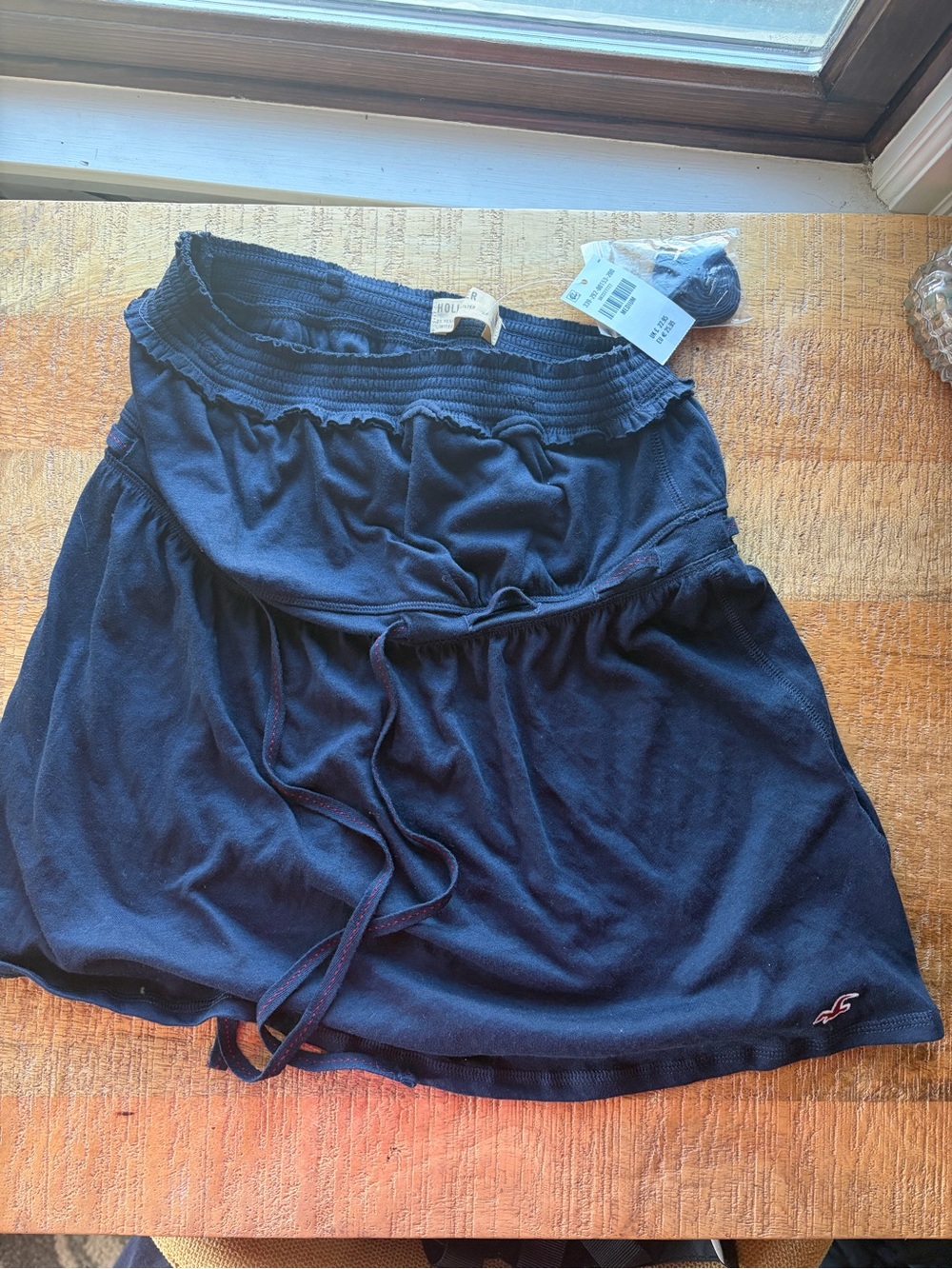 Hollister Navy Strapless Tie Waist Babydoll Top Size M NWT